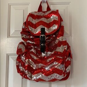 Red and Silver Sequin Backpack